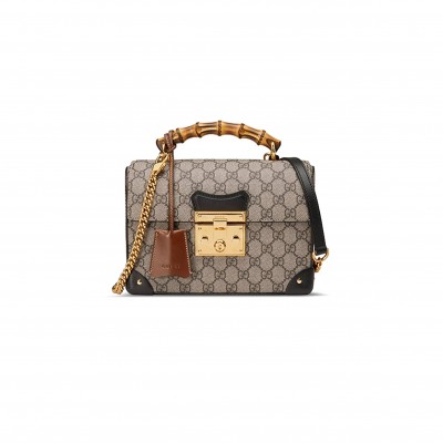 GUCCI PADLOCK CANVAS WITH LEATHER SHOULDER BAG 603221 (24*17*10cm)